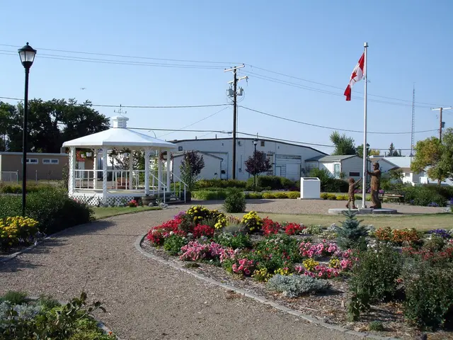 Millennium Gardens with gazebo and flag